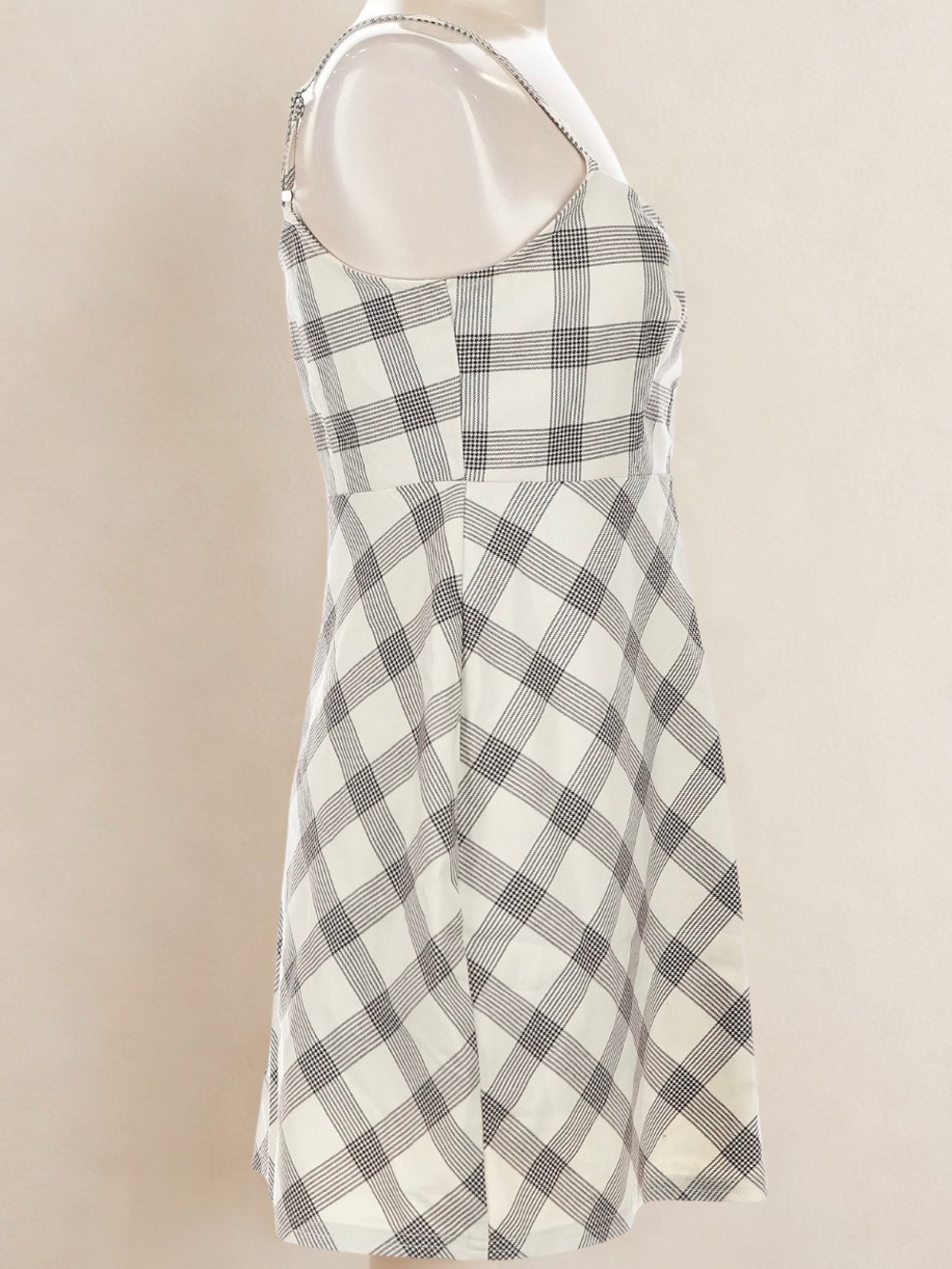 Urban Outfitters Cream and Brown Plaid Spaghetti Strap Mini Dress - Picture 9 of 11